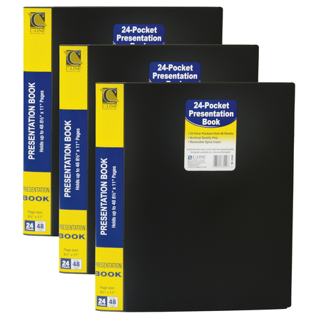 C-LINE PRODUCTS Bound Sheet Protector Presentation Book, 24-Pocket, PK3 33240